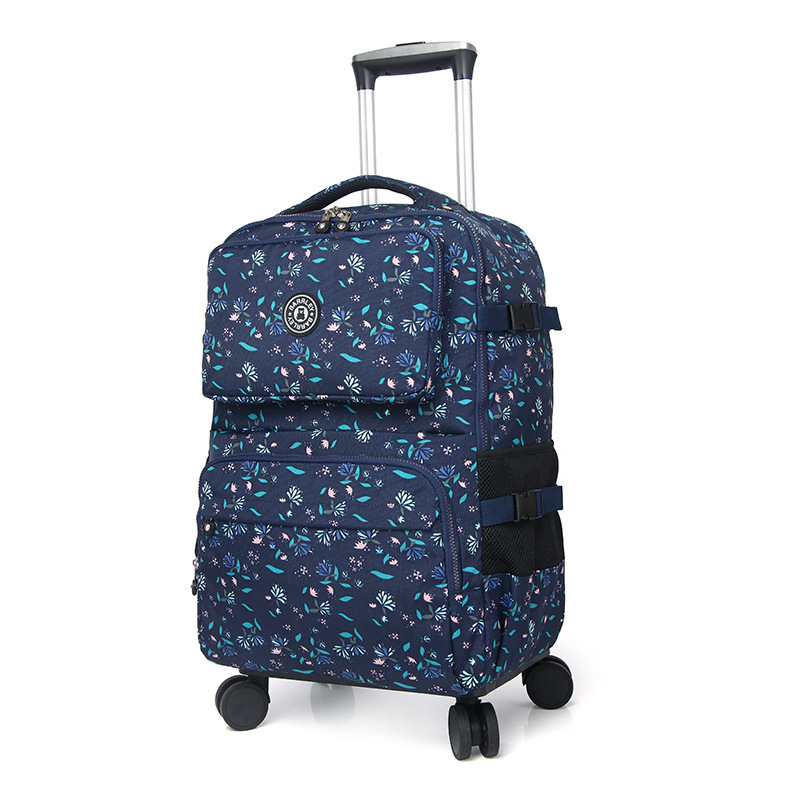 Foldable Rolling Luggage Bag - Koper bepergian wanita, tas ransel beroda