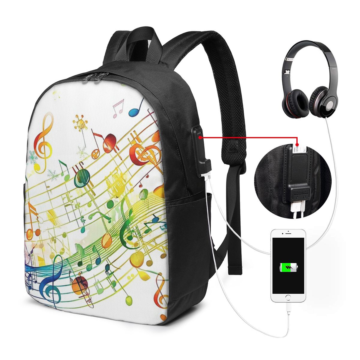 Travel Bags - Tas Ransel Kunci Piano Abstrak dengan