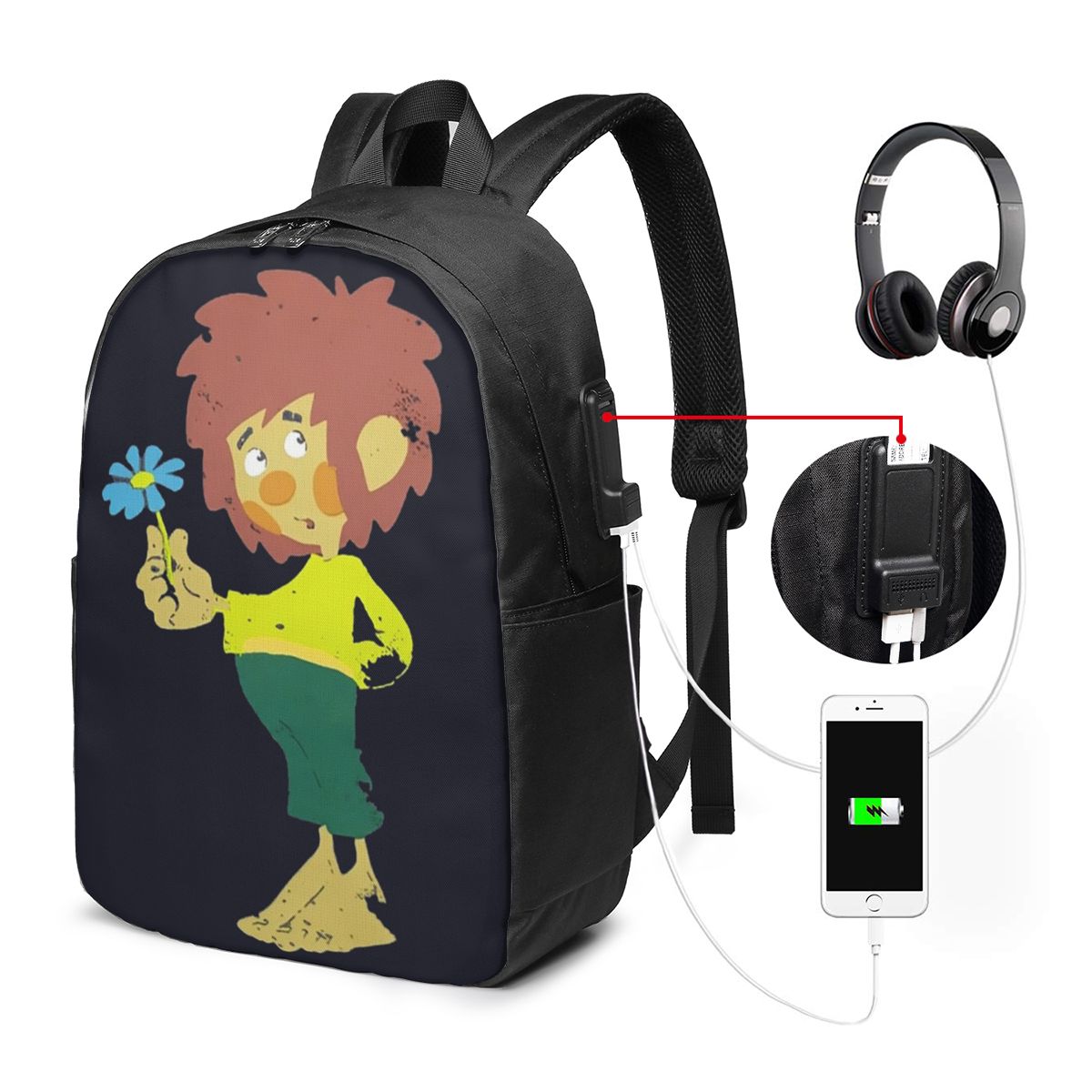 Travel Bags - Pumuckl Blume - Figur Backpack Tas