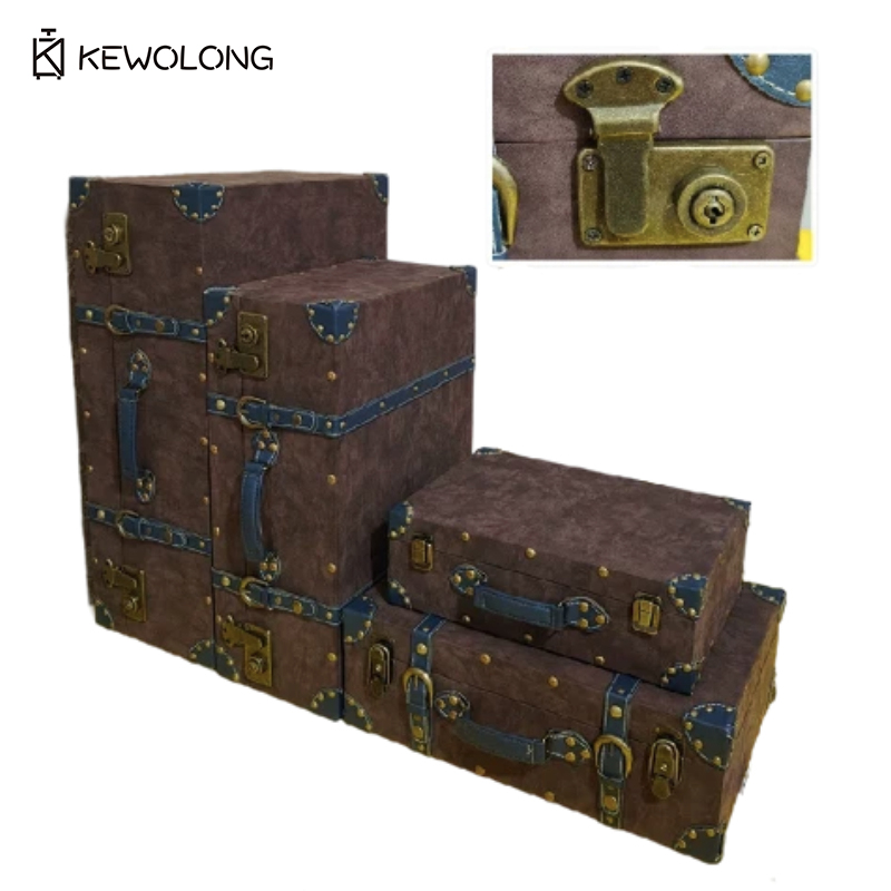 Kotak Penyimpanan Koper Kulit  - Retro Vintage Trunk Suitcase ulasan dan harga